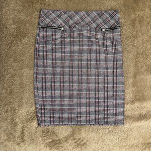 Joe B Red and Black Plaid Pencil Skirt Size M
